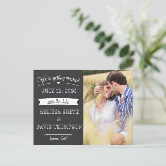 Krijtbord Save the Date Briefkaart (Staand voorkant)