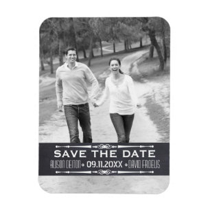 Krijtbord Save the Date eenvoudige trouwfoto Magneet