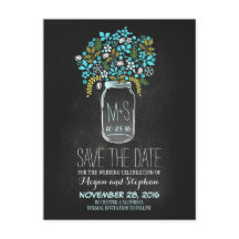 Krijtbord save the date - Floral Mason Jar