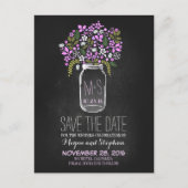 Krijtbord save the date - Floral Mason Jar Aankondigingskaart (Voorkant)