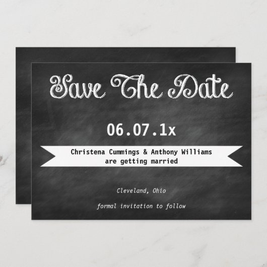 Krijtbord Save The Date Uitnodiging (Voorkant / Achterkant)