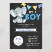 Krijtbord Schattige Elephant Boy Baby shower