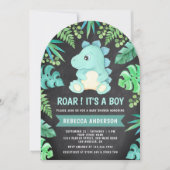 Krijtbord Schattigee Blauwgroen Dinosaurus Boog Ba Kaart (Voorkant)