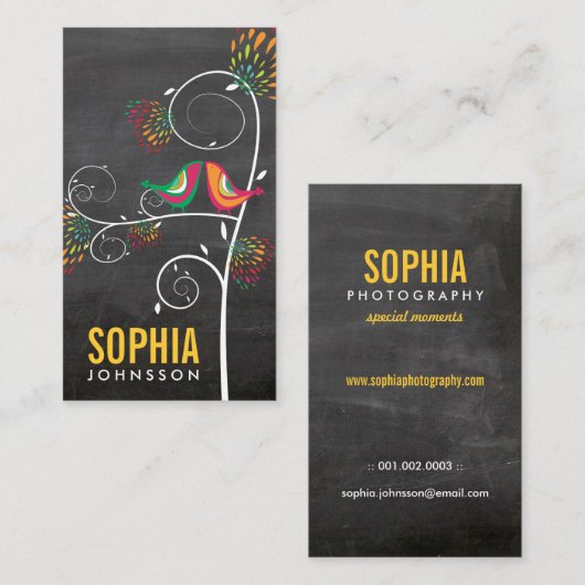 Krijtbord Schattigee Tortelduifjes Floral Business Visitekaartje (Voorkant / Achterkant)