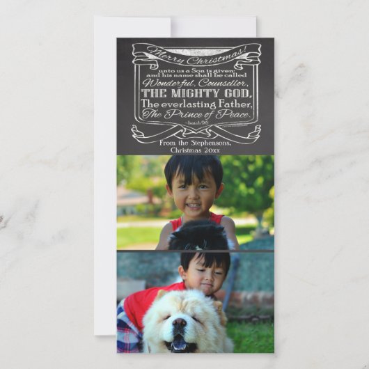 Krijtbord Schrift Christelijk Kerst 2 Pic Feestdagenkaart (Voorkant)