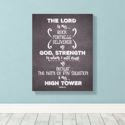 Krijtbord Schrift Psalmen Verse Canvas Afdruk (Insitu (Houten vloer))