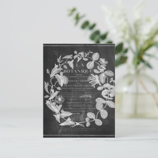 krijtbord scripts Franse botanische kunst ivy blad Briefkaart (Staand voorkant)