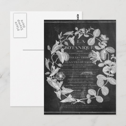 krijtbord scripts Franse botanische kunst ivy blad Briefkaart (Voorkant / Achterkant)