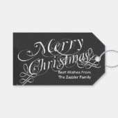 krijtbord Scroll Font Vrolijk Kerstfeest Cadeaulabel (Voorkant (Horizontaal))