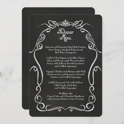 Krijtbord Scroll Typografie Formeel Diner Menu (Voorkant / Achterkant)