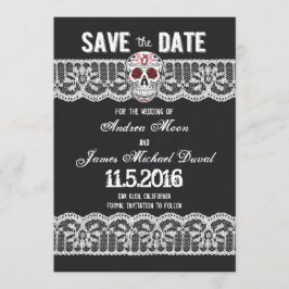 Krijtbord Skull & Lace 5" x 7" Save the Date kaart