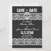 Krijtbord Skull & Lace 5" x 7" Save the Date kaart (Voorkant)