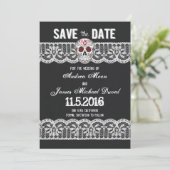 Krijtbord Skull & Lace 5" x 7" Save the Date kaart (Staand voorkant)