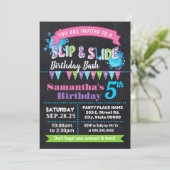 Krijtbord Slip en slide verjaardag bash roze feest Kaart (Staand voorkant)