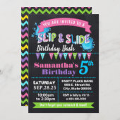 Krijtbord Slip en slide verjaardag bash roze feest Kaart (Voorkant / Achterkant)