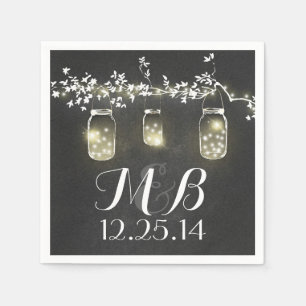 krijtbord snaarlichten en metselaarpotten servet