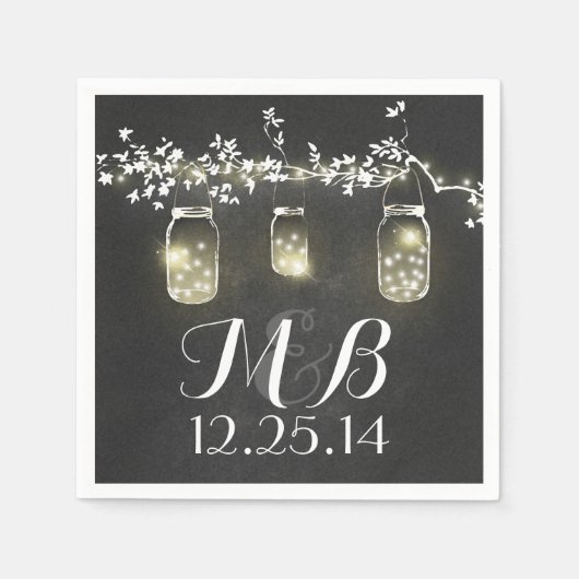 krijtbord snaarlichten en metselaarpotten servet (Voorkant)