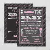 Krijtbord snor meisje Baby shower partij Kaart (Voorkant / Achterkant)