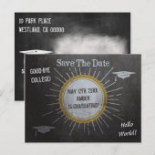 Krijtbord Star Burst Afstuderen Opslaan Aankondigingskaart (Voorkant / Achterkant)