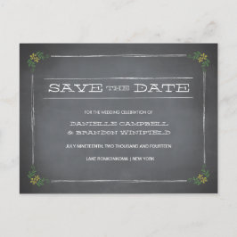 Krijtbord Stencil Geel Save the Date Aankondigingskaart