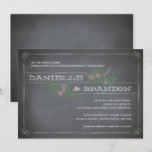 Krijtbord Stencil Roze bruiloft uitnodiging (Voorkant / Achterkant)