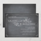 Krijtbord Stencil Wit Huwelijksuitnodiging Kaart (Voorkant / Achterkant)