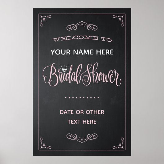 Krijtbord Stijl Bruiloftsfeest Poster (Voorkant)