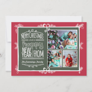 Krijtbord stijl Kerstmis & Nieuwjaar fotokaart Feestdagenkaart