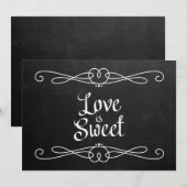 Krijtbord Stijl "Liefde is Zoet" Trouwbord Kaart (Voorkant / Achterkant)