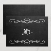 Krijtbord stijl "Meneer" trouwstoel bord Kaart (Voorkant / Achterkant)