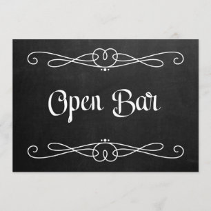 Krijtbord stijl "Open Bar" Trouwbord Kaart