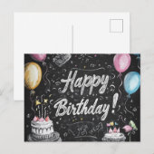 Krijtbord stijl verjaardagsontwerp  briefkaart (Voorkant / Achterkant)