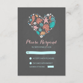 krijtbord strand hart casual bruiloft RSVP kaarten Kaartje