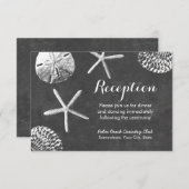 Krijtbord Strand Thema Schelpen Trouwreceptie Informatiekaartje (Voorkant / Achterkant)