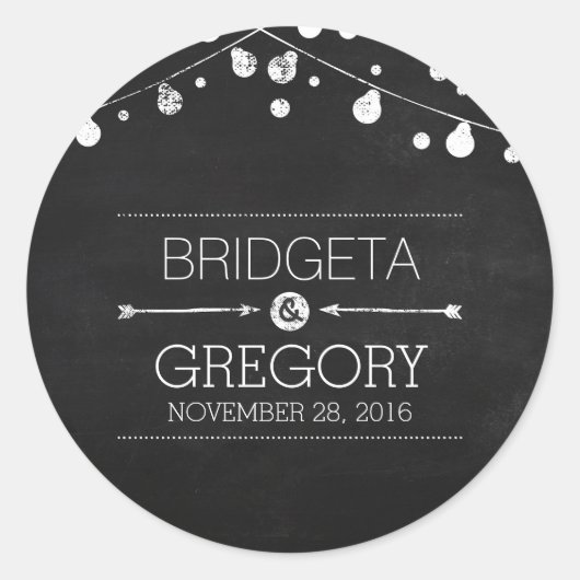 krijtbord string lichten bruiloft stickers (Voorkant)