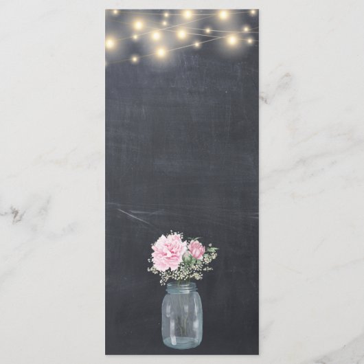 Krijtbord String Lights Bloemen Mason Jar Menu (Achterkant)