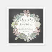 Krijtbord Succulent Krans Trouwpapier Servetten (Voorkant)