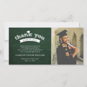 Krijtbord Teken typografie Afstudeerhoed Foto Bedankkaart (Voorkant)