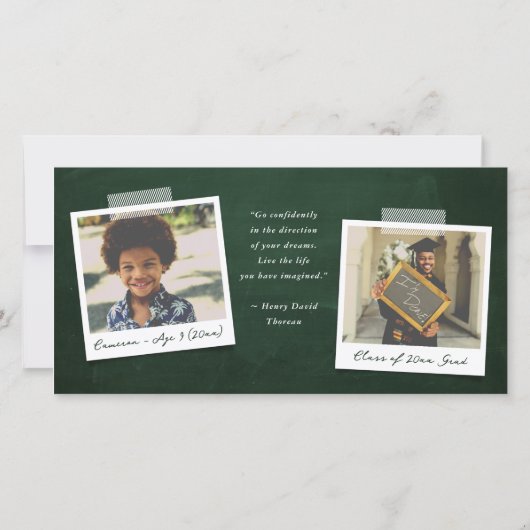 Krijtbord Teken typografie Afstudeerhoed Foto Bedankkaart (Achterkant)