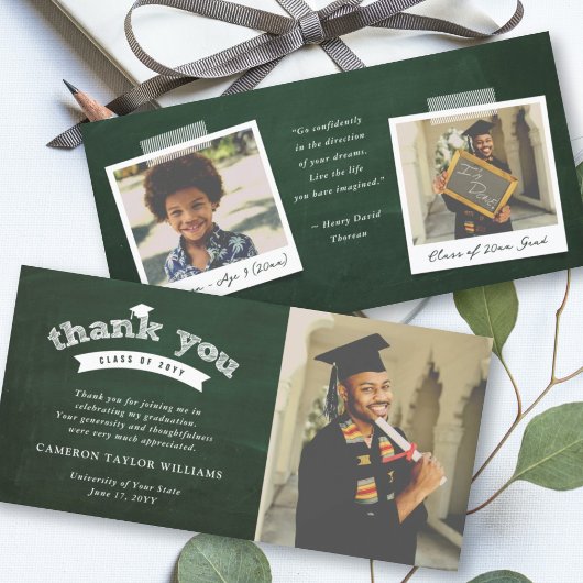 Krijtbord Teken typografie Afstudeerhoed Foto Bedankkaart