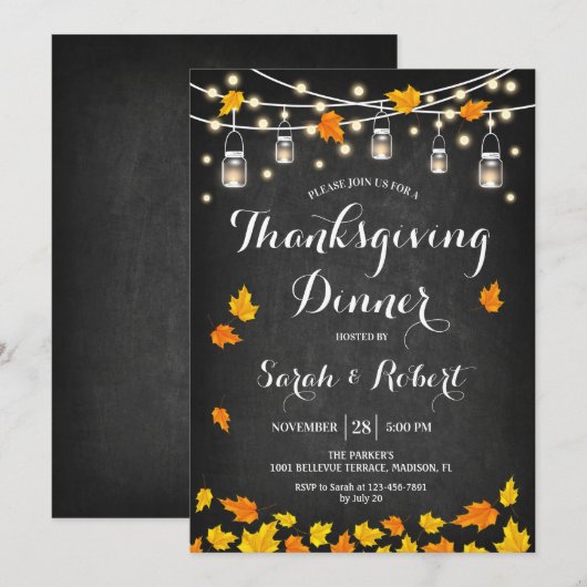 Krijtbord Thanksgiving Diner Kaart (Voorkant / Achterkant)