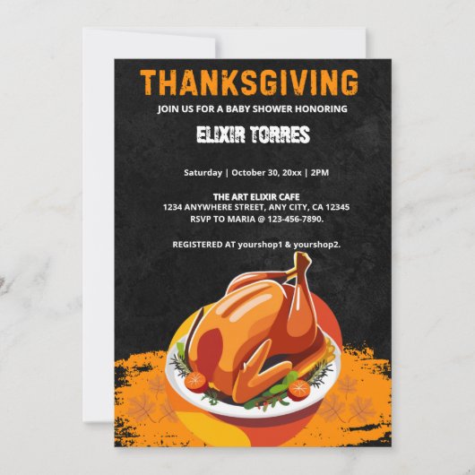 Krijtbord Thanksgiving gebrande Turkije Baby showe Kaart (Voorkant)