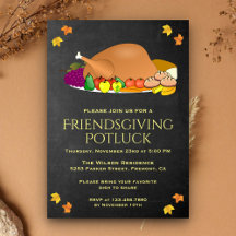 Krijtbord Thanksgiving Potluck Feest Uitnodiging