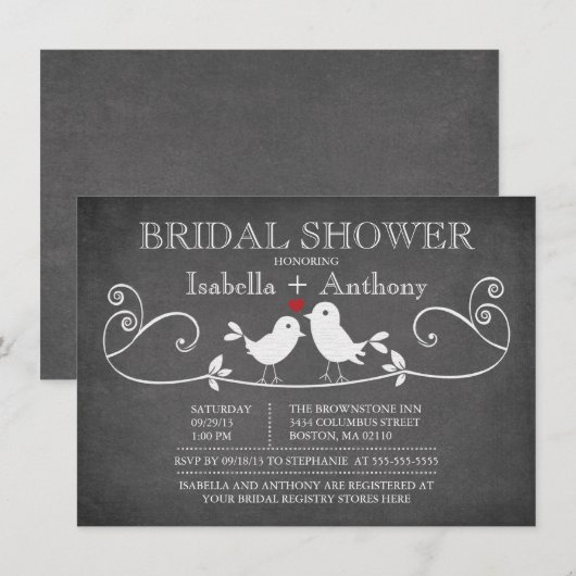  krijtbord Tortelduifjes Vrijgezellenfeest Kaart (Voorkant / Achterkant)