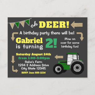 Krijtbord Tractor Uitnodigen, Verjaardag Tractor Uitnodiging Briefkaart