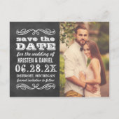  Krijtbord Trouwfoto Sla de datum op Aankondigingskaart (Voorkant)