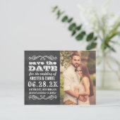  Krijtbord Trouwfoto Sla de datum op Aankondigingskaart (Staand voorkant)