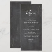 Krijtbord trouwmenu. Modern grijs diner menu (Voorkant / Achterkant)