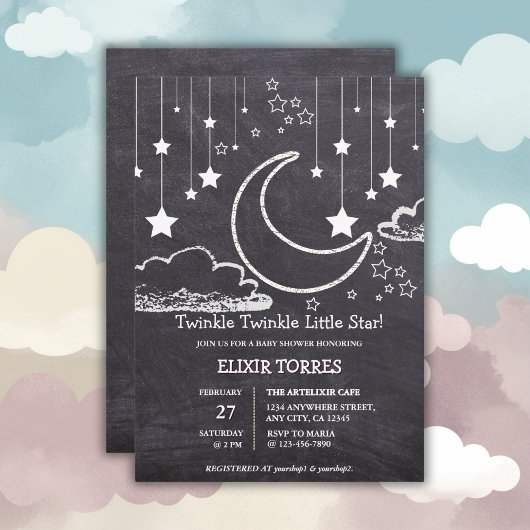 Krijtbord Twinkle Twinkle Little Star Baby shower Kaart