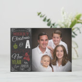 Krijtbord Typografie Foto Christmas Kaart (Staand voorkant)